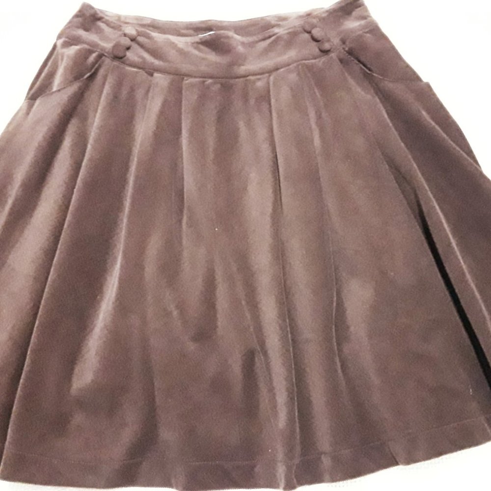 Brown Corduroy Flowing A- line Skirt, L
